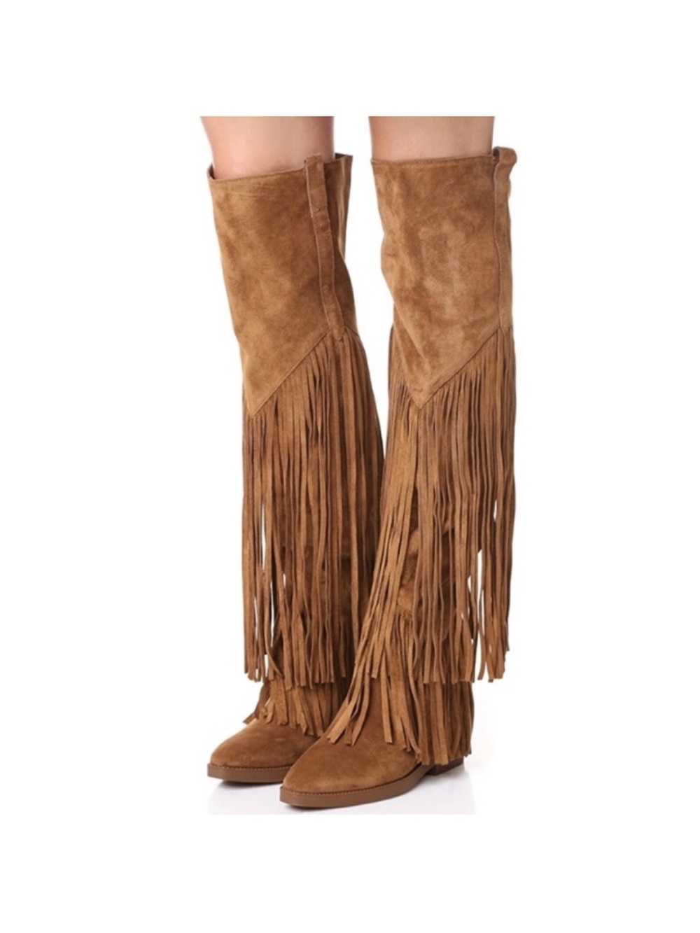 Ash | Gipsy Tall Fringed Suede Leather Over-The-Knee Boots Russet Festival 37